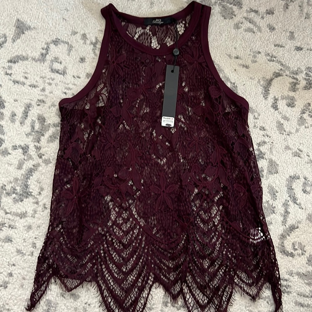BKE lace overlay tank size large